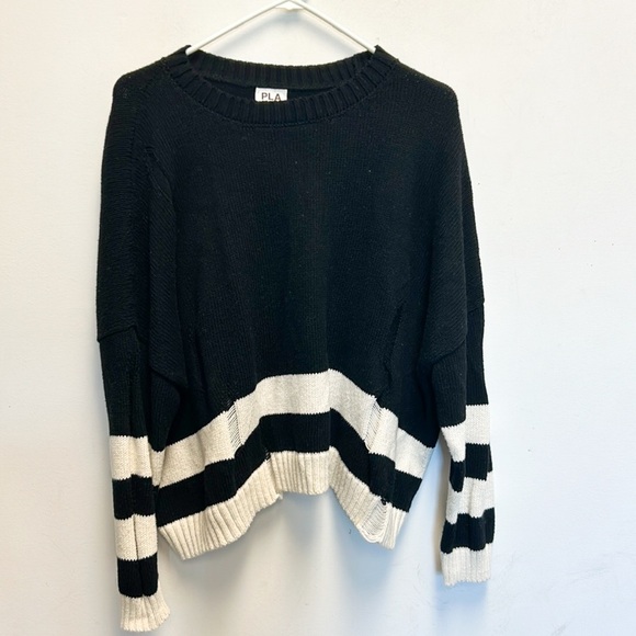 PLANET by Lauren G distressed stripe sweater - Picture 2 of 6